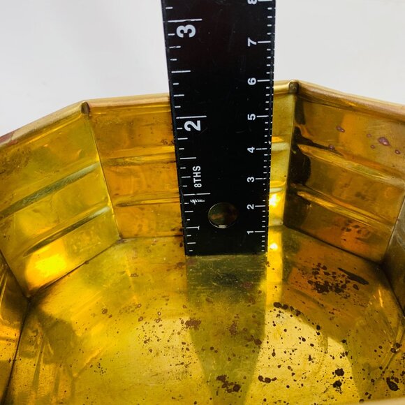 Pair Of Nesting Brass Octagonal Planters With Handles Bowl Basket VTG 60s - Picture 16 of 16